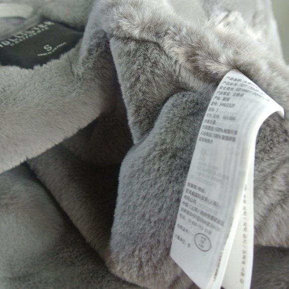 Hollister Biker Jacket Small Faux Suede Fur Grey Plush Super Soft NEW With Defec - Picture 7 of 14